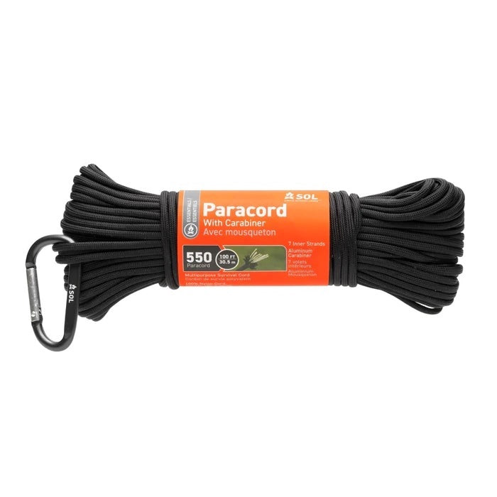 Survive Outdoors Longer 550 Paracord with Carabiner - 100'