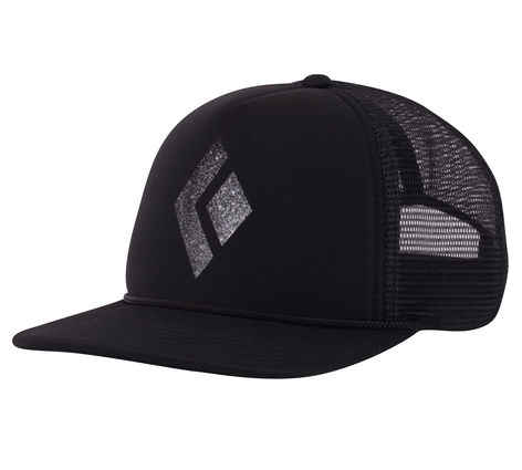 Black Diamond Flat Bill Trucker Hat - Black/white 1