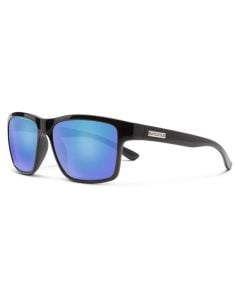 Suncloud A-Team Sunglasses - Black + Polarized Blue Mirror Lens